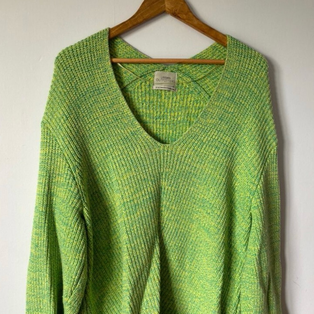 Urban Outfitters Oversized Bright Green V-Neck Sweater